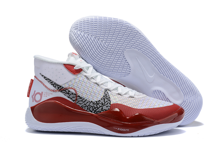 Nike KD 12 White Wine Red Grey Shoes